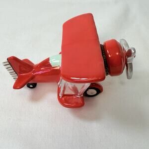 Red Barron Ceramic Plane With Flyer Trinket Box
